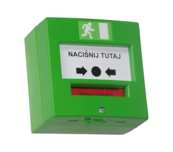 Przycisk wyjścia ewakuacyjny zielony dwustykowy NO/NC