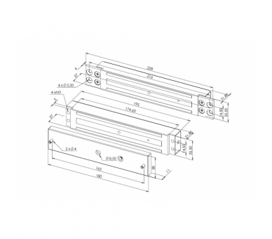Zwora elektromagnetyczna wpuszczana wąska 300kg | stal nierdzewna INOX | przekaźnik | 30035M INOX