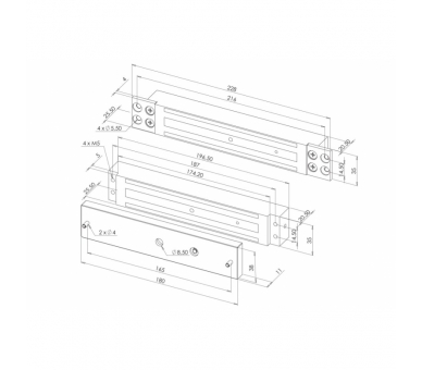 Zwora elektromagnetyczna wpuszczana 300 kg | wąski profil 35mm | przekaźnik i LED | V30035C