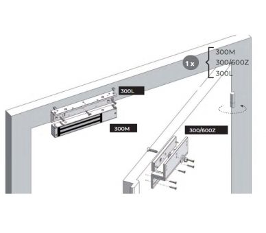 300/600Z uchwyt montażowy typu Z do drzwi otwieranych do wewnątrz
