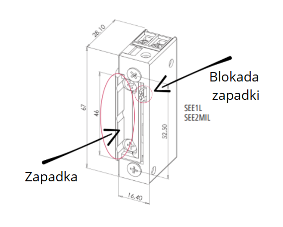 schemat rysunek elektrozaczepu